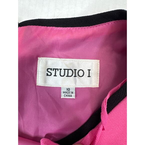 Studio I Womens Colorblock Black Sheath Dress Casual Career Formal Knee Size 10 - Picture 8 of 8